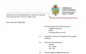 Riscontro alla nota 7335/U del 15/09/2020 della Dirigente Scolastica